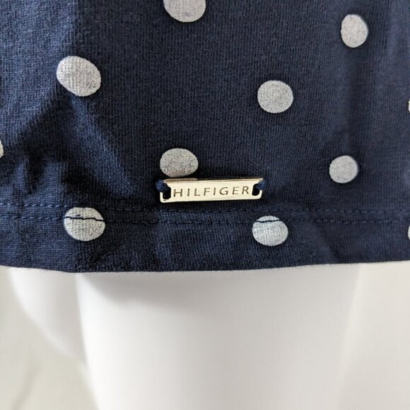 TOMMY HILFIGER Women's Navy with White Polka Dot Dress Size Small - Picture 4 of 5